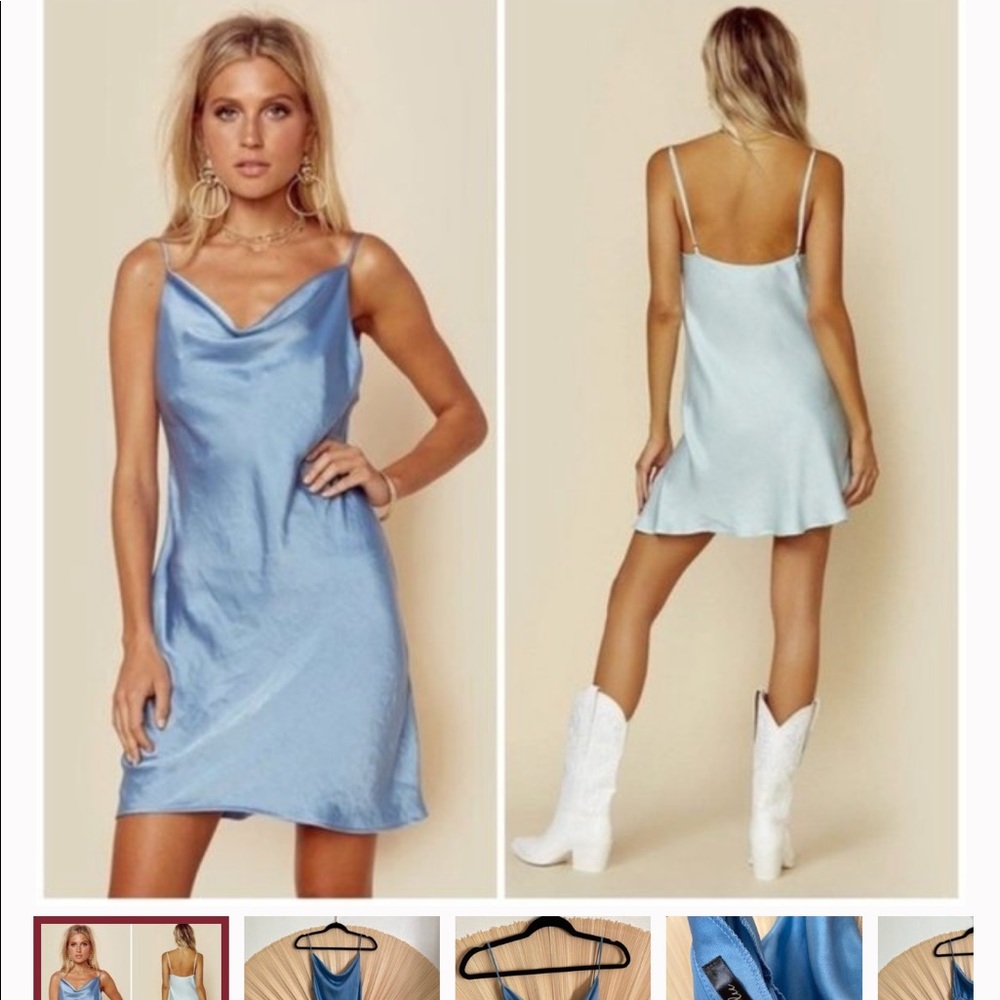 Planet Blue Satin Bella Cowl Neck Dress - Picture 2 of 6